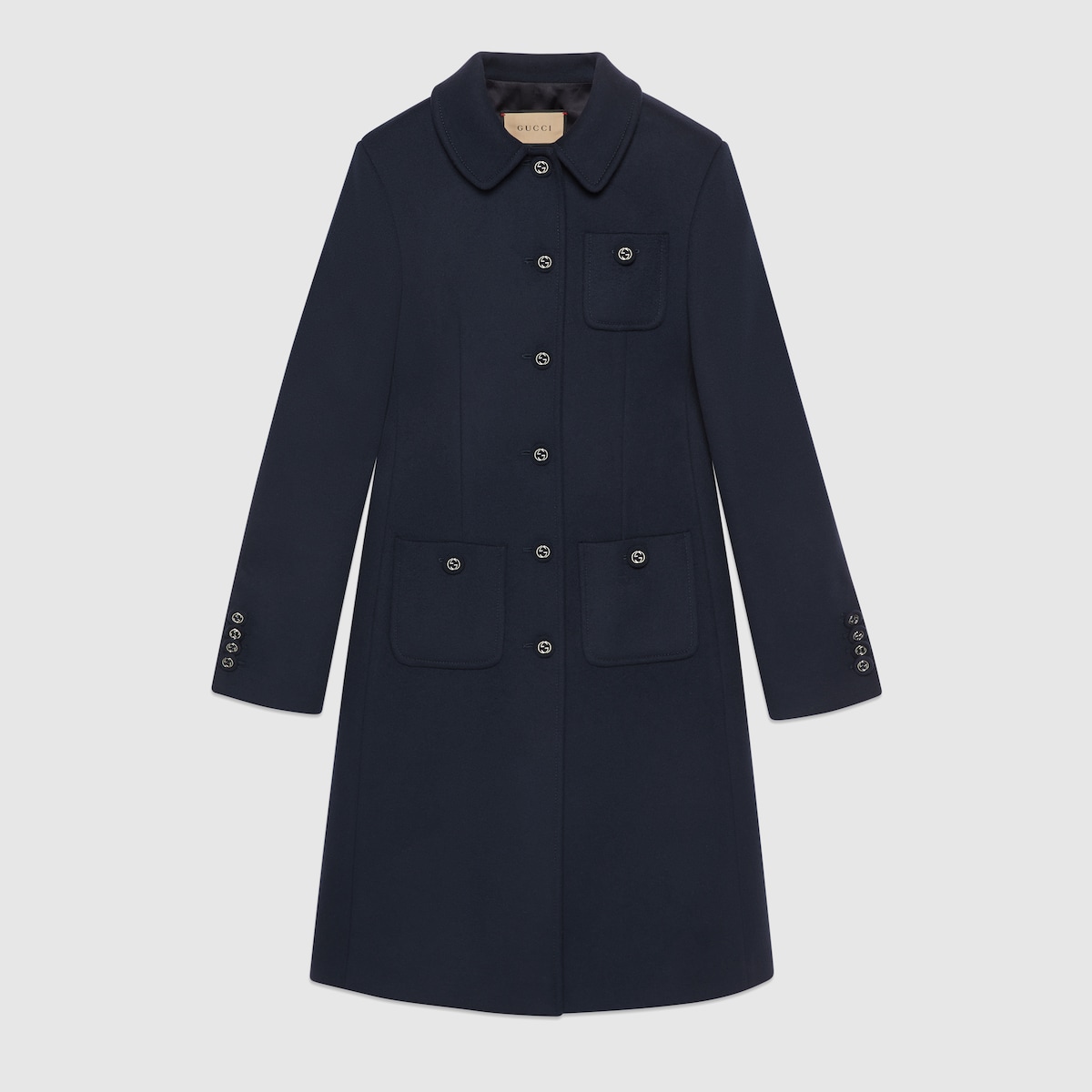 Wool coat in dark blue GUCCI US