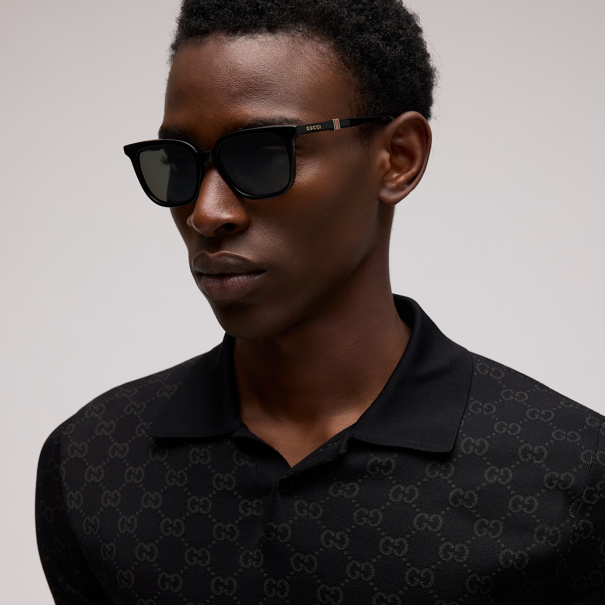 Square-framed sunglasses in black acetate