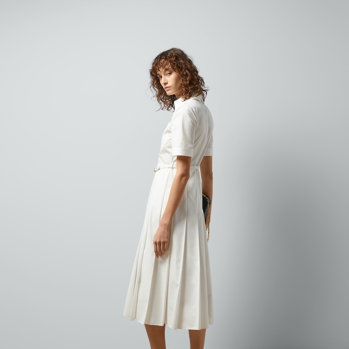 Cotton poplin long dress in white GUCCI Canada