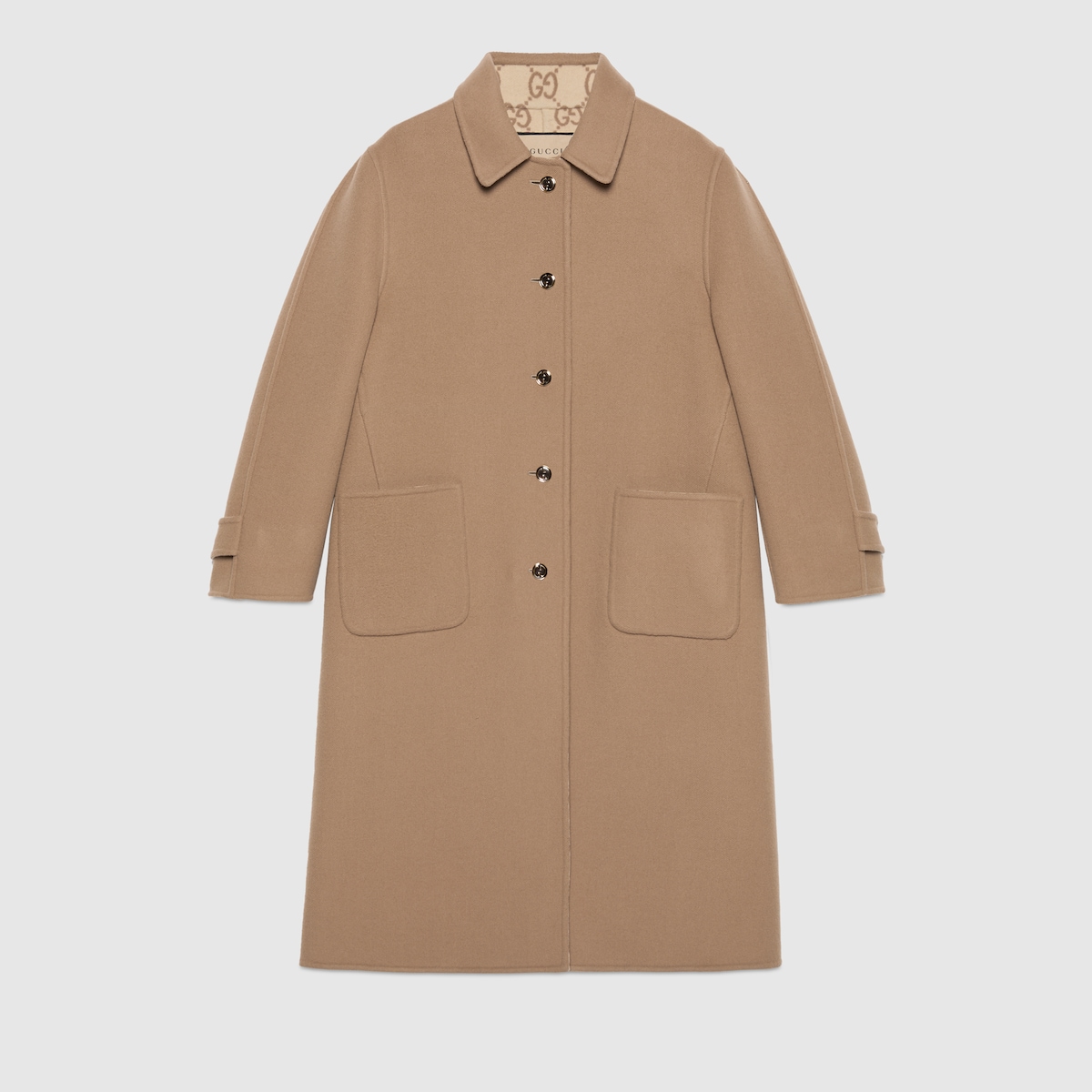 コート Giovi Wool and cashmere coat Beige Reversible GG wool coat in camel and beige | GUCCI® US