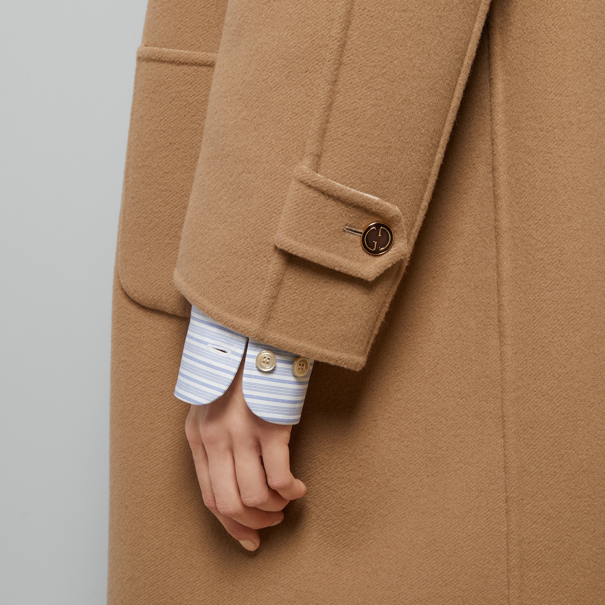 Reversible GG wool coat in camel and beige | GUCCI® US