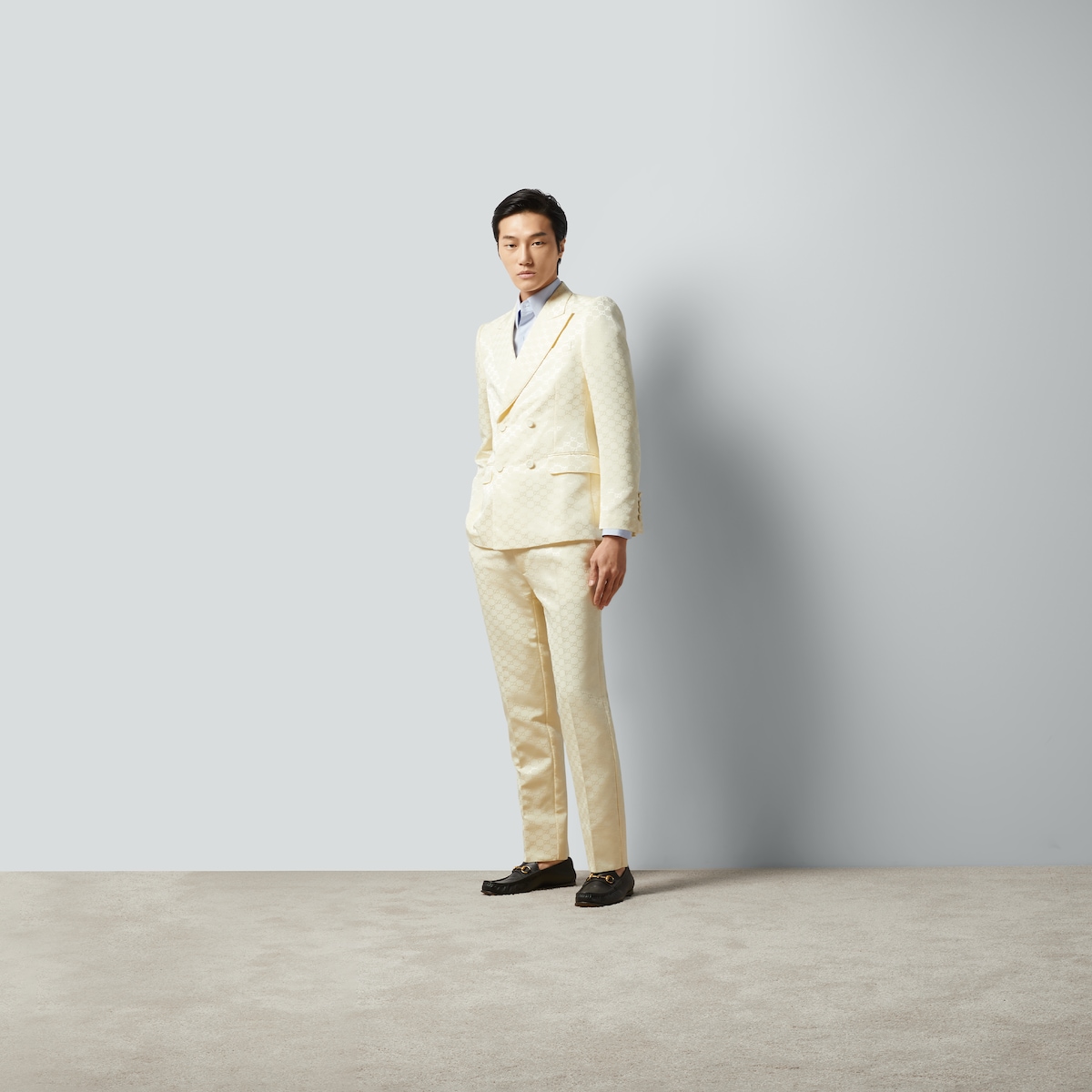 美品⭐︎GUCCI GGロゴ　シルクシャツ ダブルG コットンシルク シャツ ・ライトブルー | GUCCI公式
