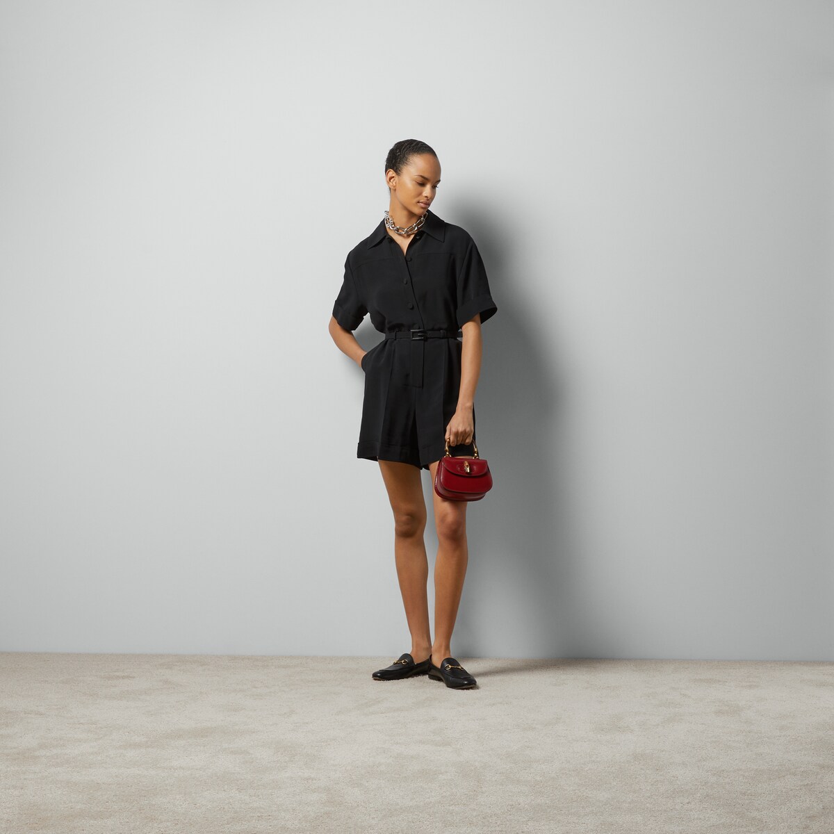 Gucci red jumpsuit hot sale