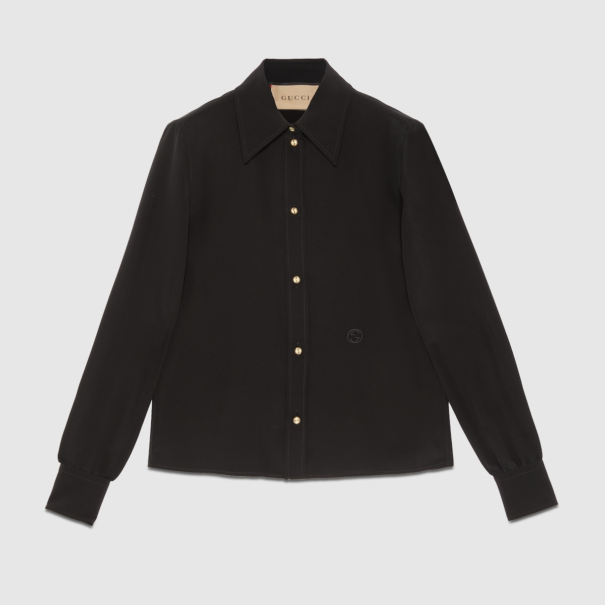 Silk crêpe de chine shirt in black | GUCCI® US