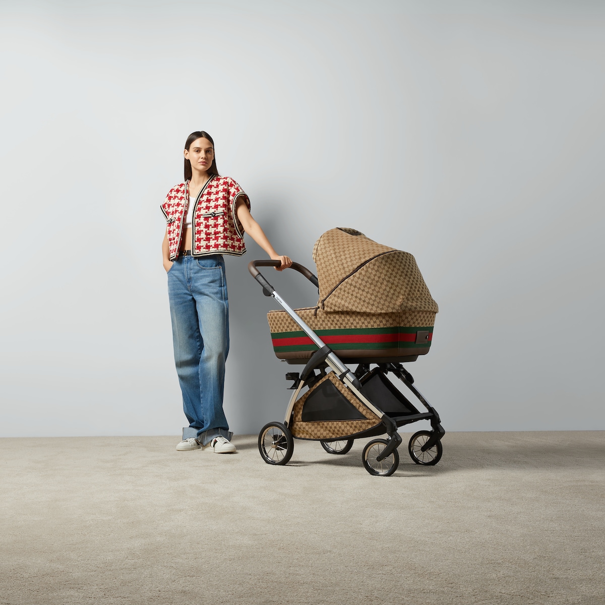 Gucci Bassinet Stroller combo in beige and ebony GG canvas GUCCI US