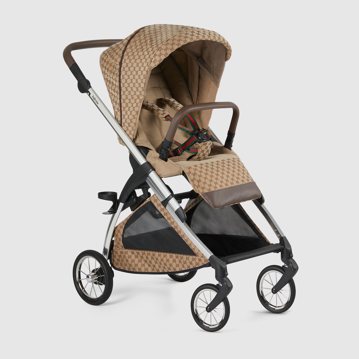Gucci Bassinet-Stroller combo in beige and ebony GG canvas - thumbnail 8