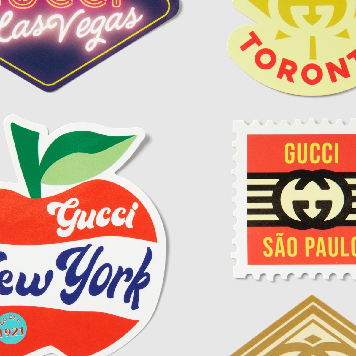 Gucci Cities luggage stickers in multicolor