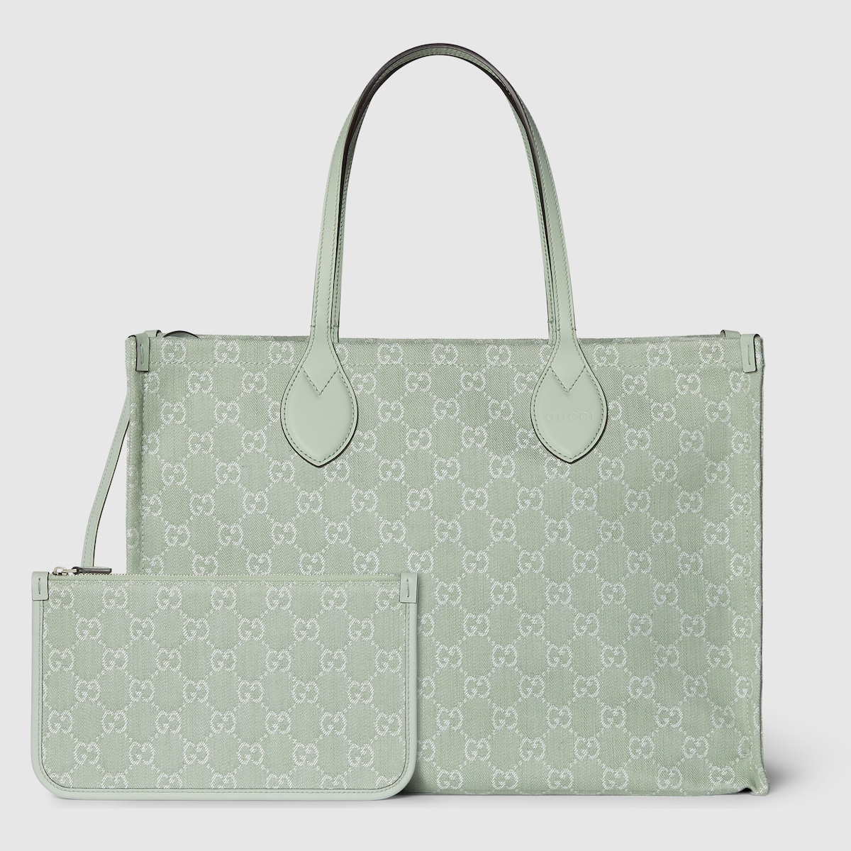 Ophidia GG large tote bag in pale green denim | GUCCI® US