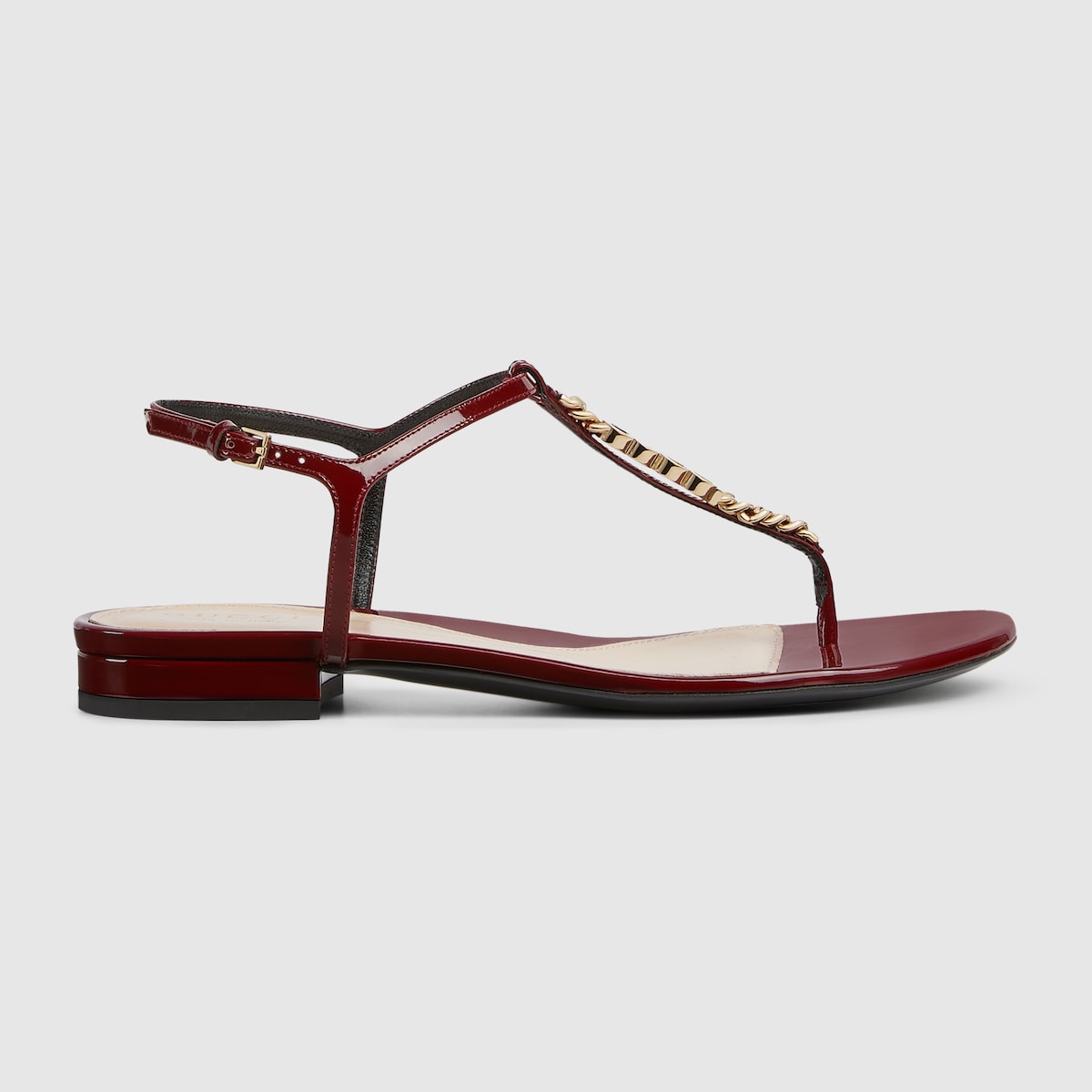 Infradito Gucci Signoria in pelle verniciata Rosso Ancora GUCCI CH