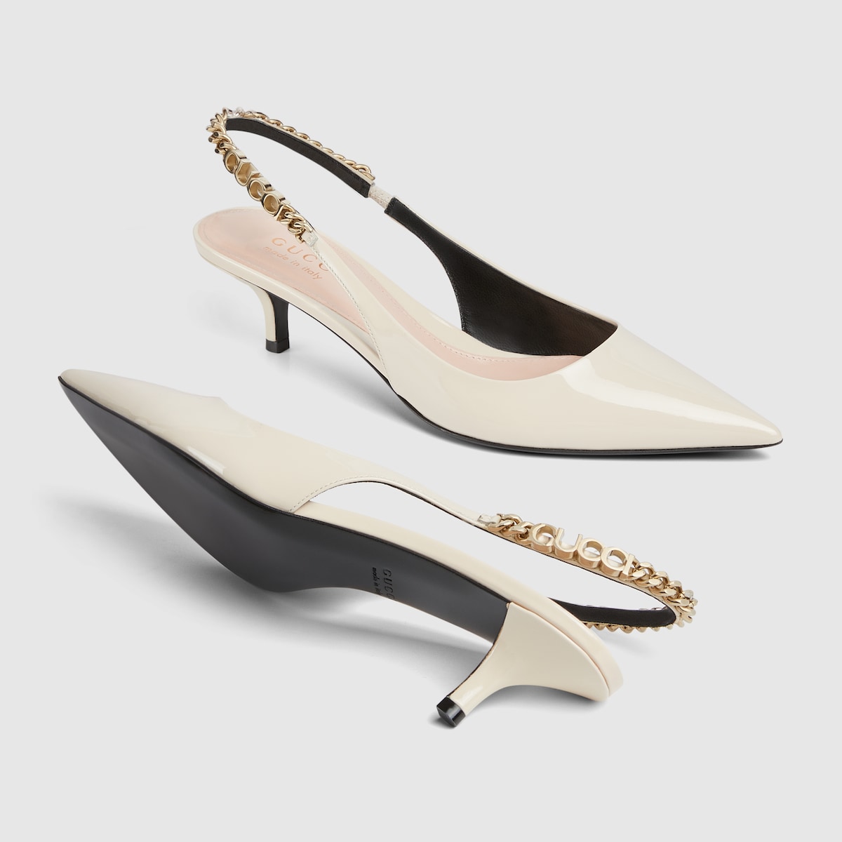 放送大学 割引 in pump slingback Signoria Gucci white leather patent 靴