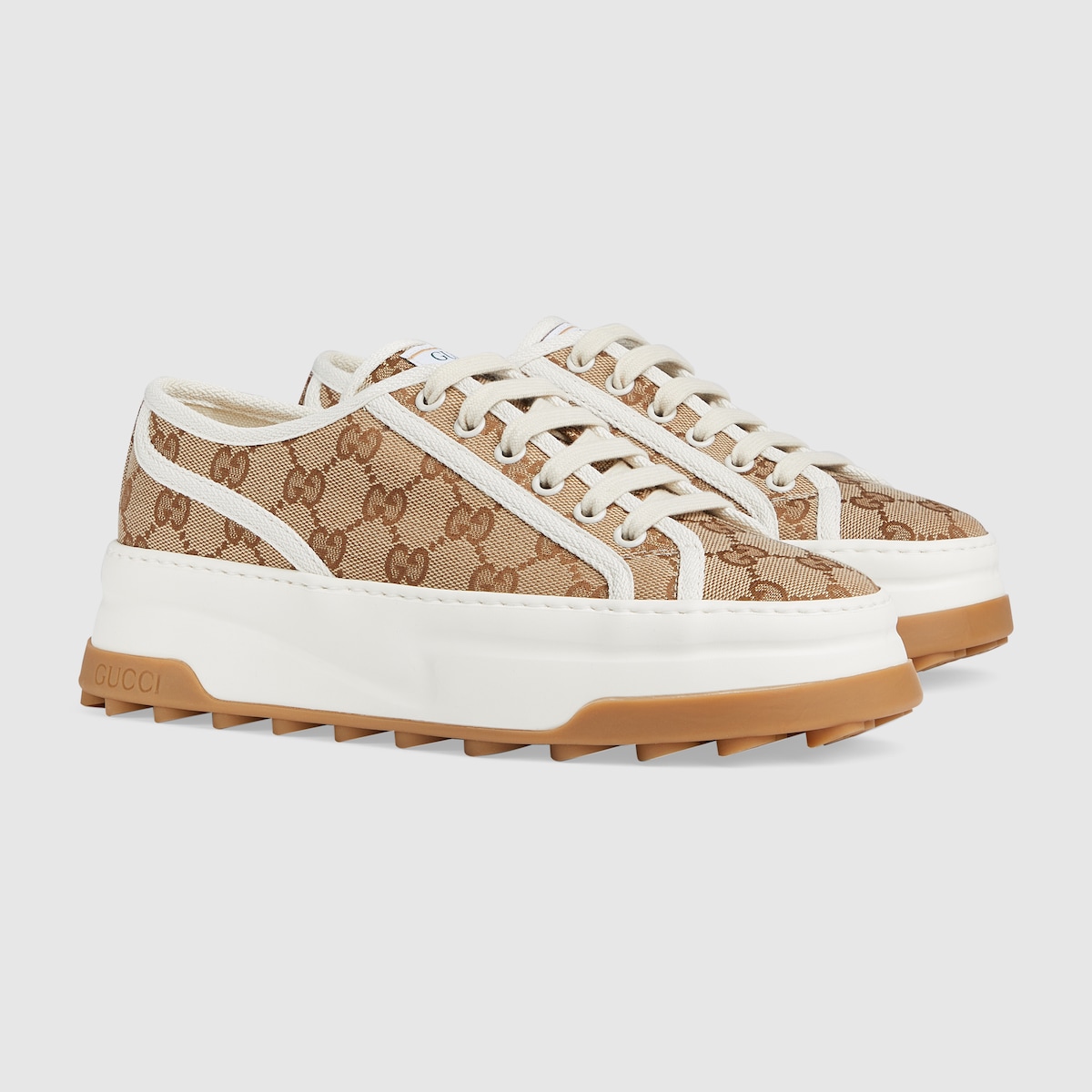 Women's GG sneaker in beige and ebony Original GG | GUCCI® US