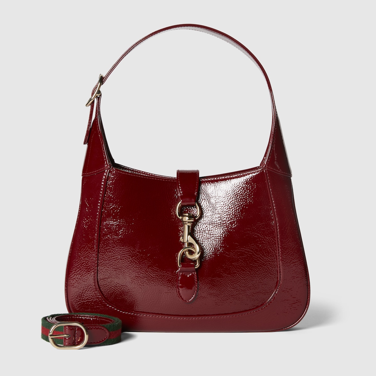 Borsa a spalla Gucci Jackie misura piccola in pelle verniciata Rosso Ancora GUCCI Italia