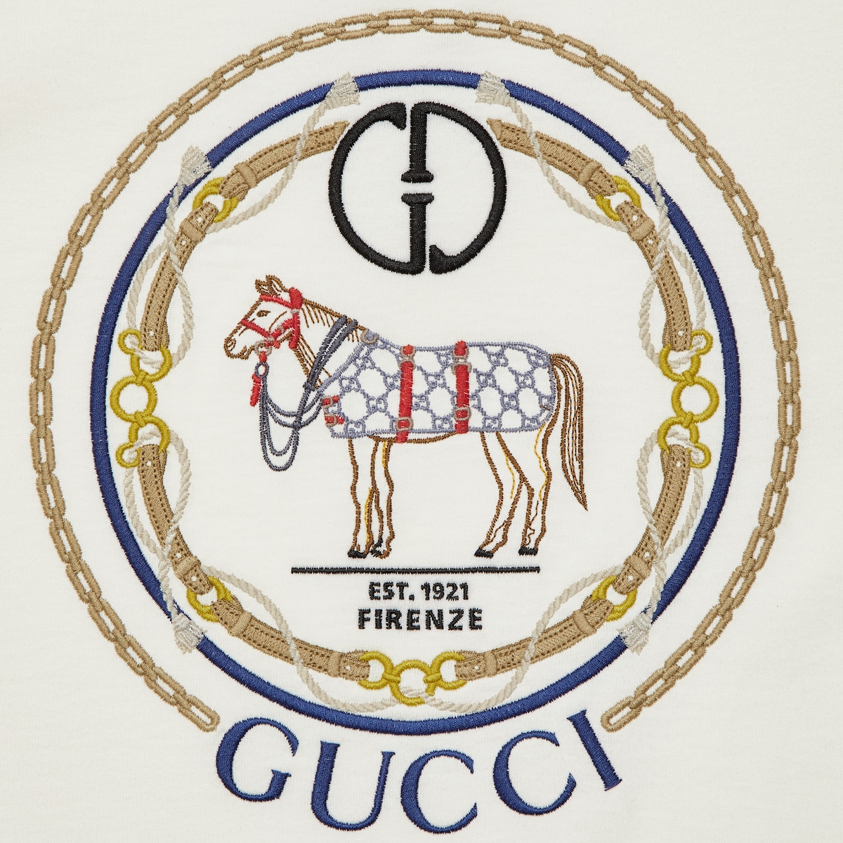 Cotton jersey T-shirt with Interlocking G in off white