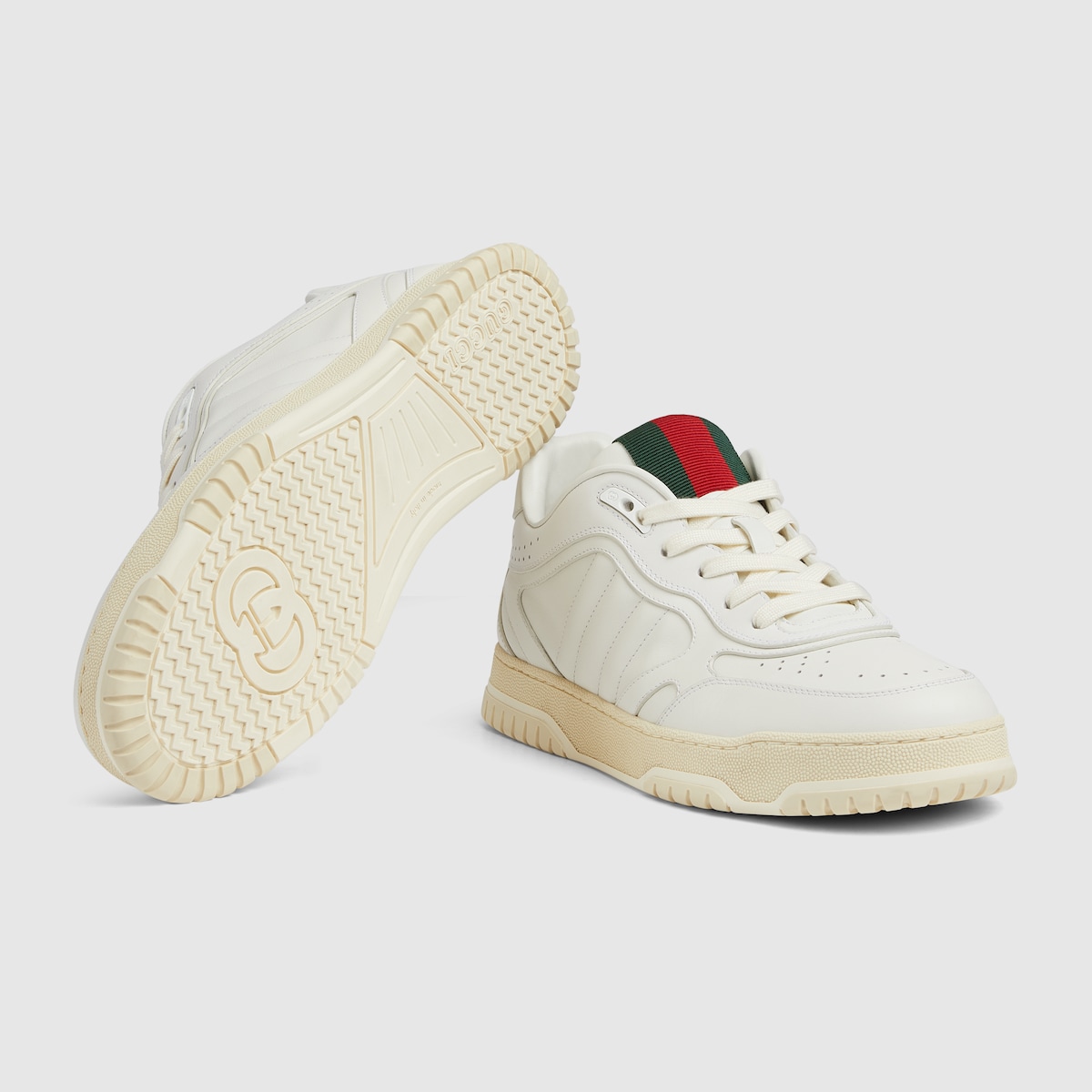 GG Men's Re-Web Sneaker White Black Calfskin 534247