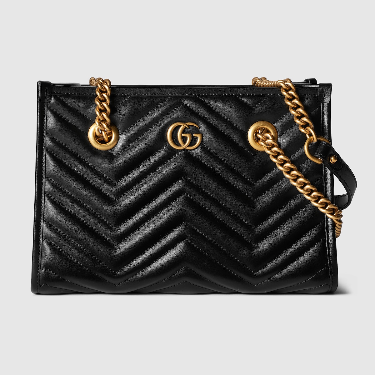 GG Marmont small tote in black leather | GUCCI® US