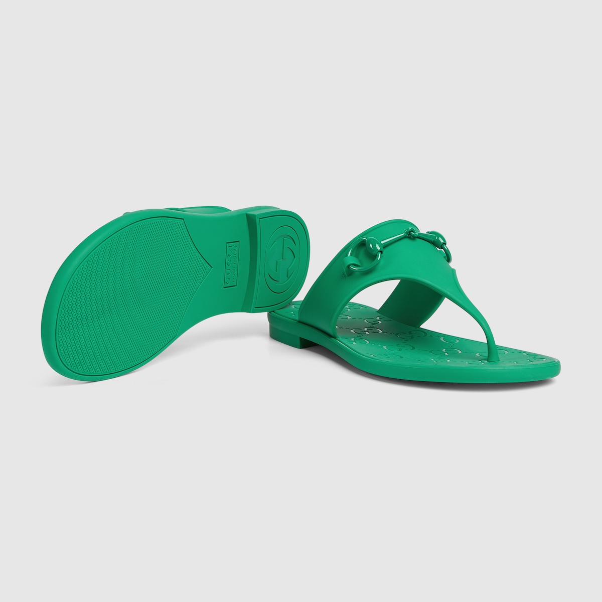 Women s thong sandal with Horsebit in green rubber GUCCI Canada