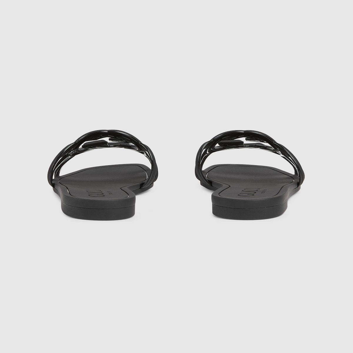 【GUCCI 】Interlocking G Cut-Out Flip-Flop Sandals BLACK Interlocking G cutout leather sandals in black - Gucci