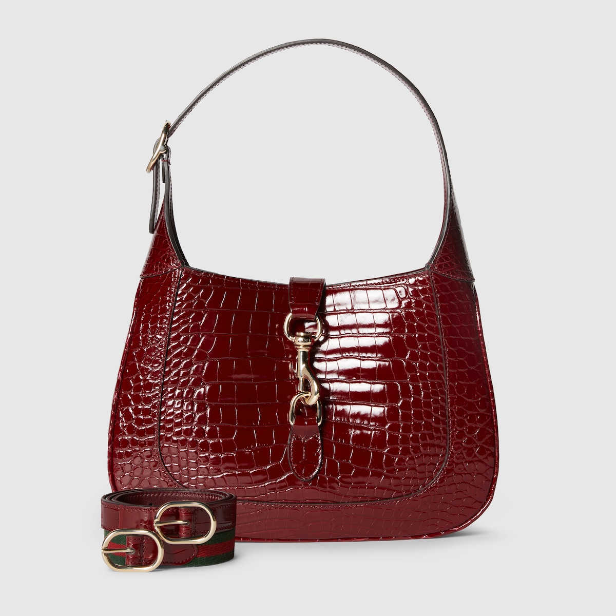 Gucci Jackie crocodile shoulder bag in Gucci Rosso Ancora croco GUCCI TR