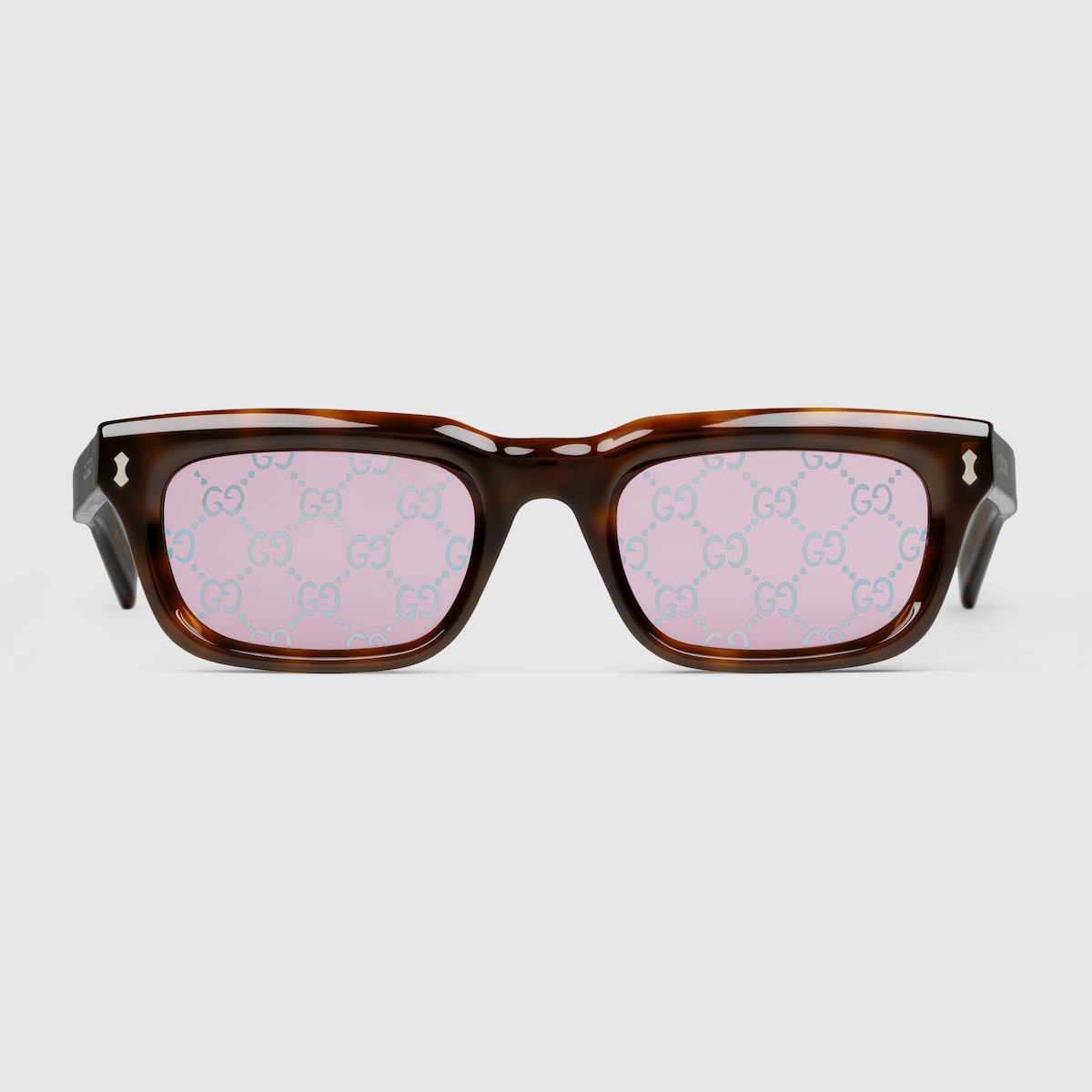 GUCCI Rectangular Frame Sunglasses Brown