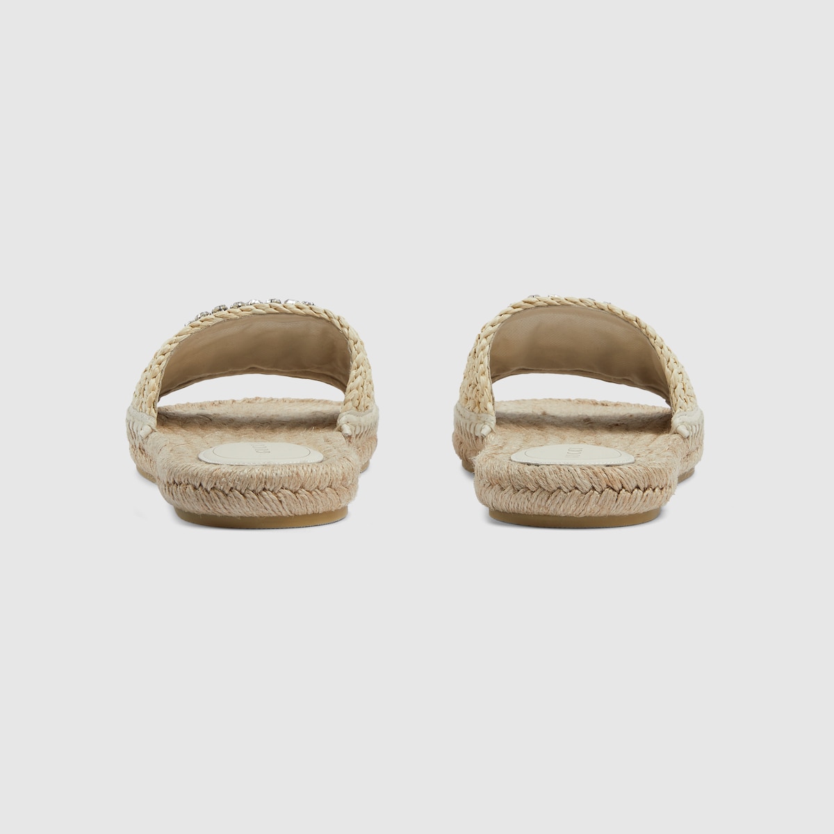 注目の新作♪【GUCCI】GGクリスタルディテール エスパドリーユ Women's espadrille with crystal Interlocking G in white