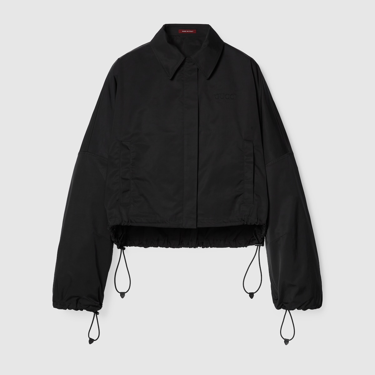 Polyester twill bomber jacket in black GUCCI GR