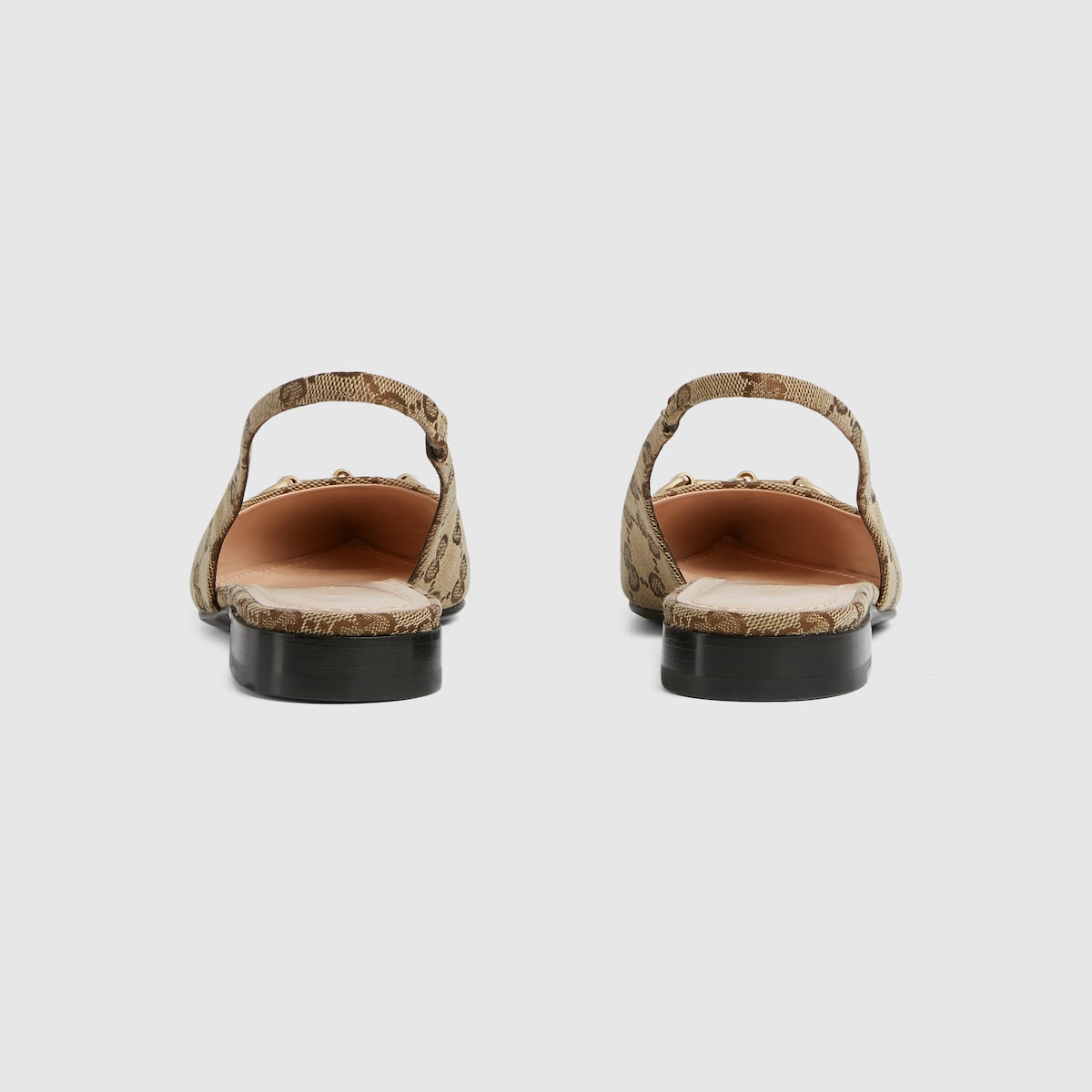 Women s Horsebit slingback ballet flat in beige and ebony Original GG canvas GUCCI Australia