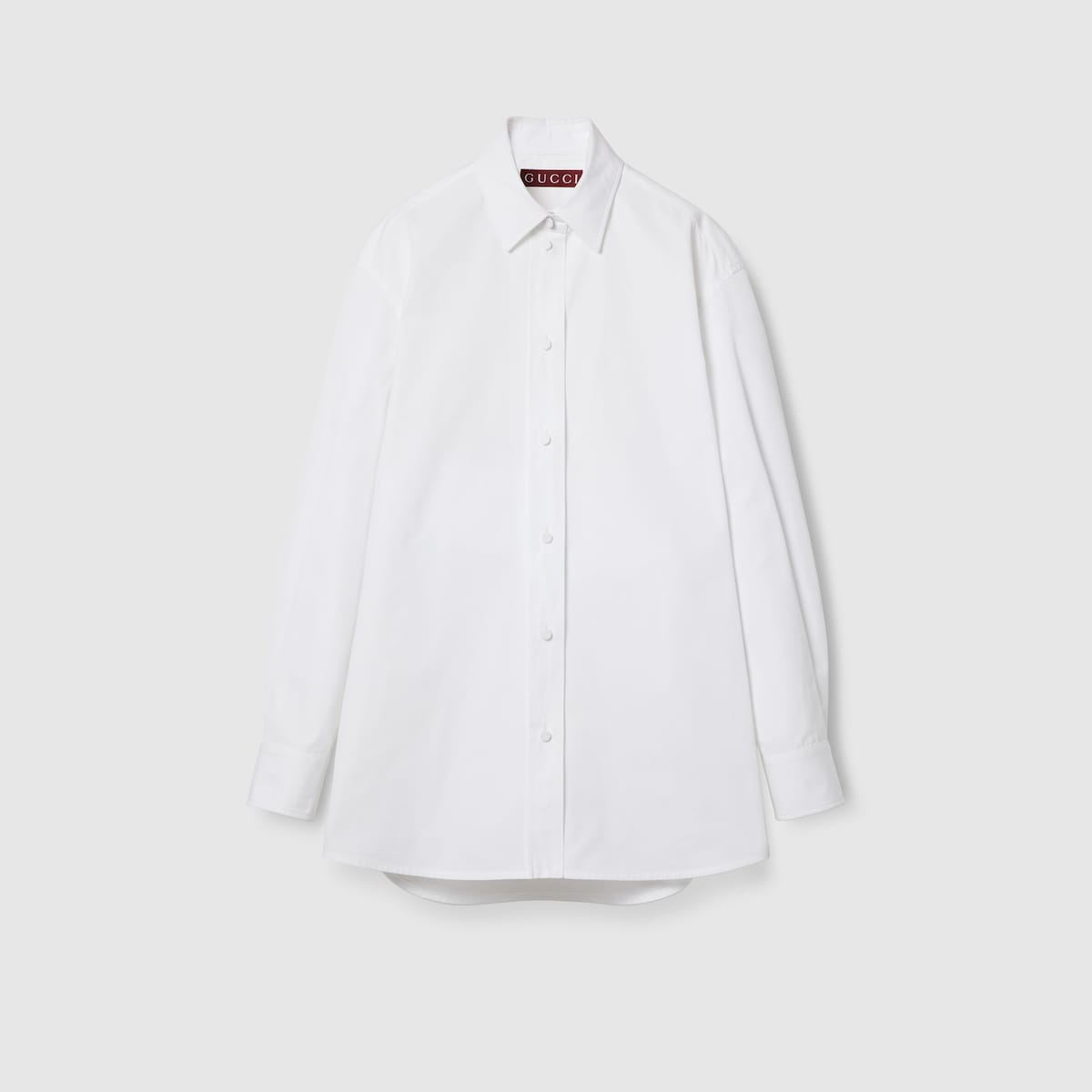 Cotton poplin shirt with ribbon tie in white | GUCCI® SI