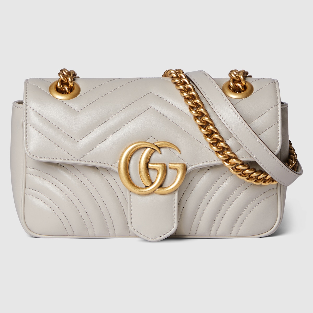 GG Marmont small shoulder bag in light grey leather | GUCCI® US