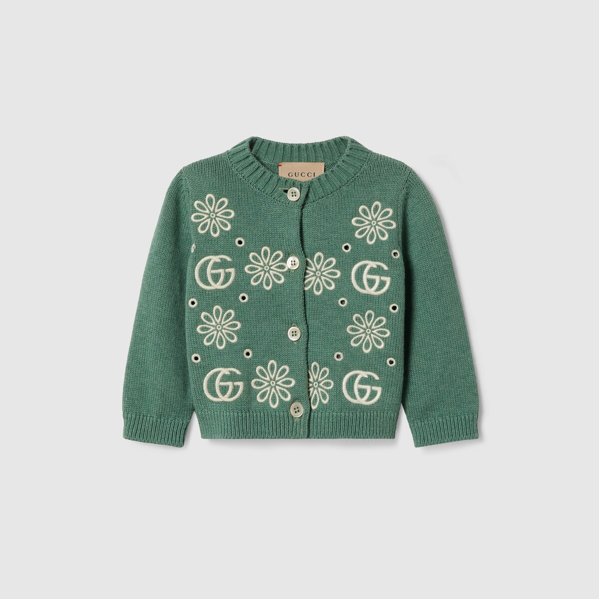 Baby cotton cardigan in dark green GUCCI IE