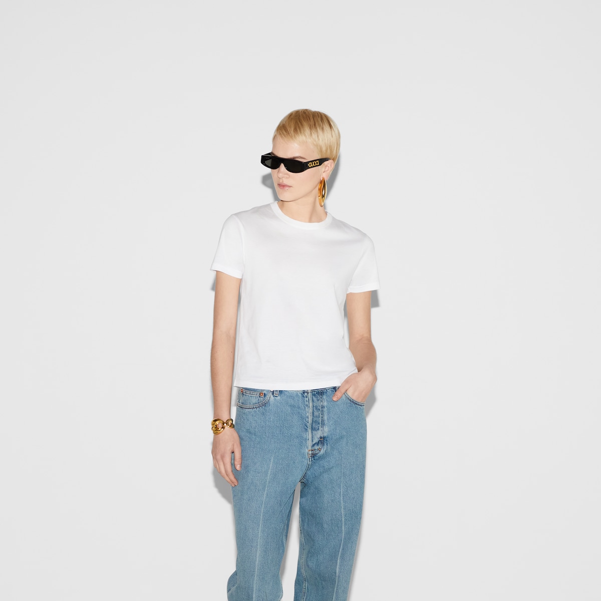 GUCCI コットンジャージーTシャツ GUCCI コットンジャージー Tシャツ 刺繍入り | NET-A-PORTER