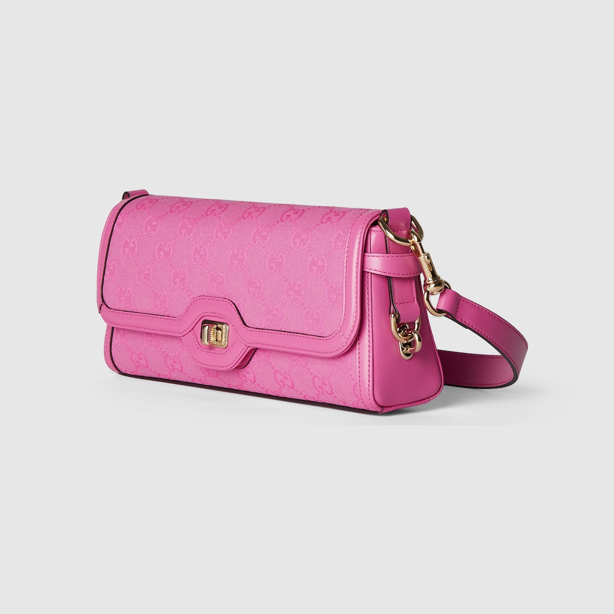 Gucci Baby Pink Canvas Logo Shoulder Bag