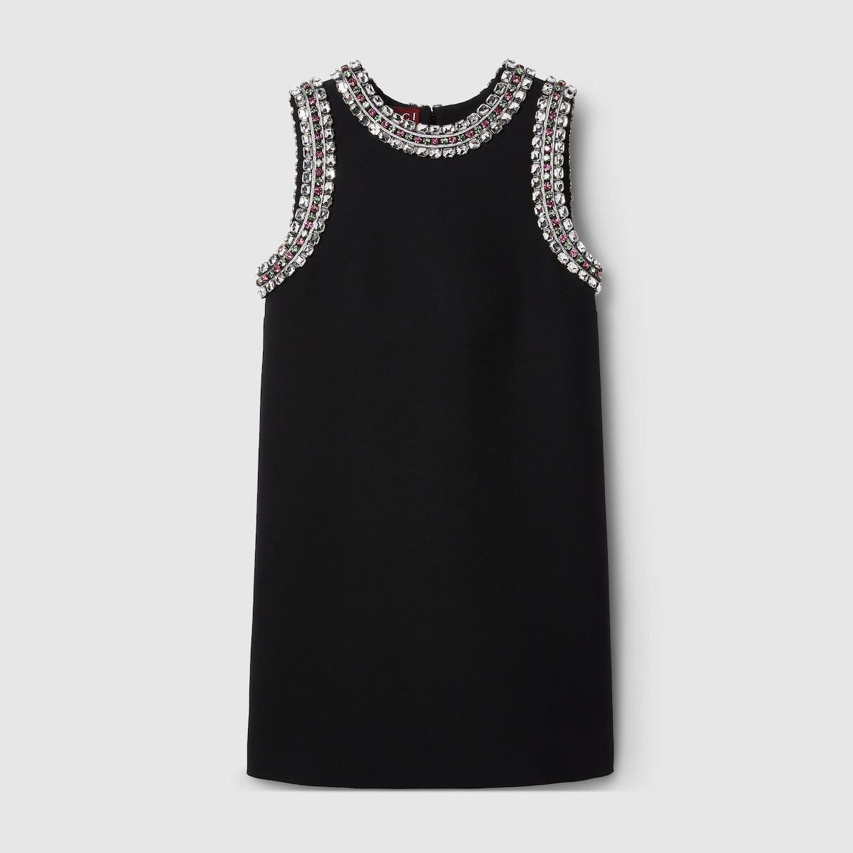 Crystal embroidered mini dress in black | GUCCI® GR