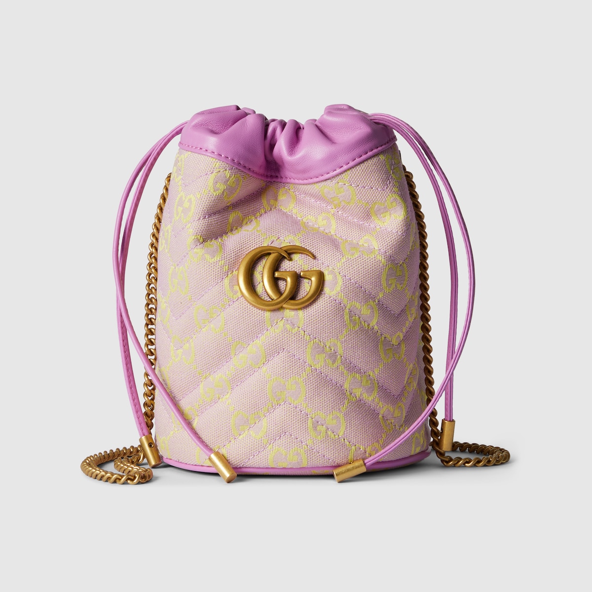 GG super mini bucket bag in lilac and yellow canvas | GUCCI® US