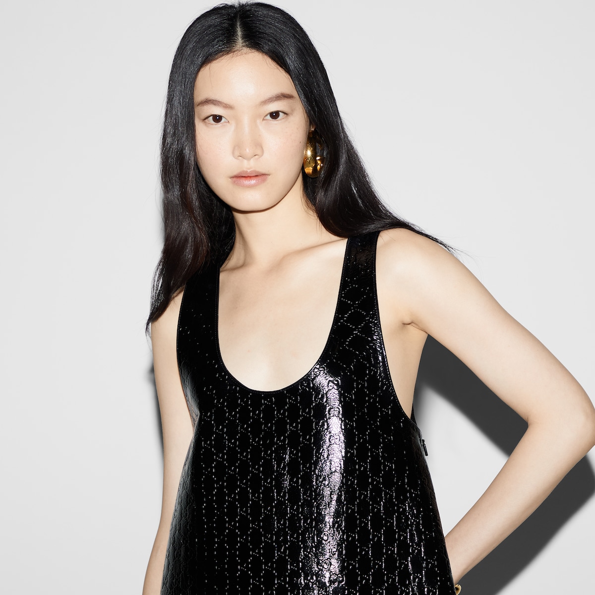 GG embossed mini dress in black | GUCCI® SI