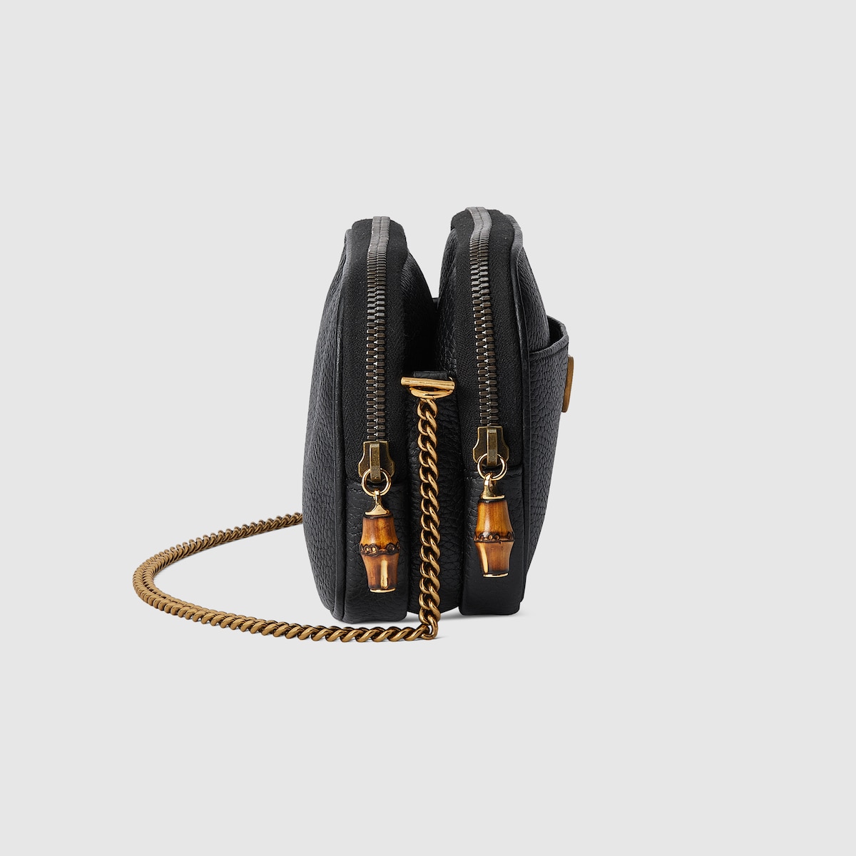 Double G super mini bag with bamboo in black leather | GUCCI® US