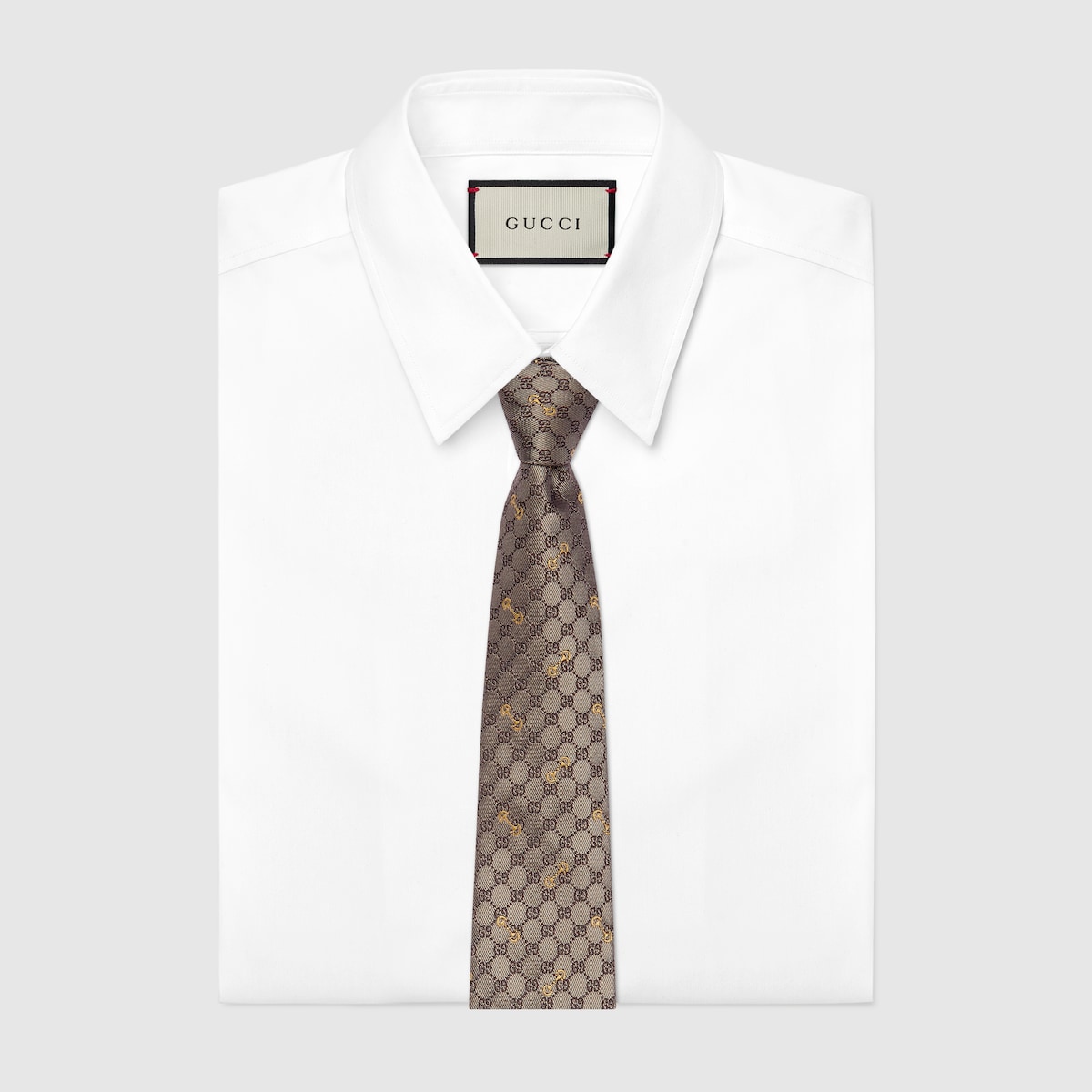 GUCCI シルク ネクタイ ブラウン ゴールド新品 Gucci グッチ シルクネクタイ ドット ブラウン ゴールド 厚手