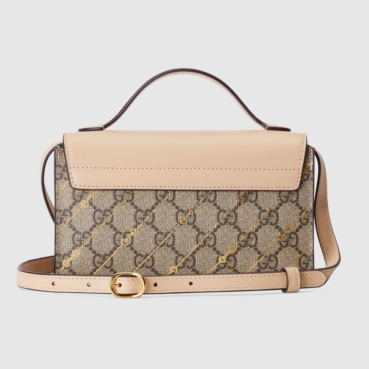 Padlock mini bag with Horsebit print in beige and ebony Supreme