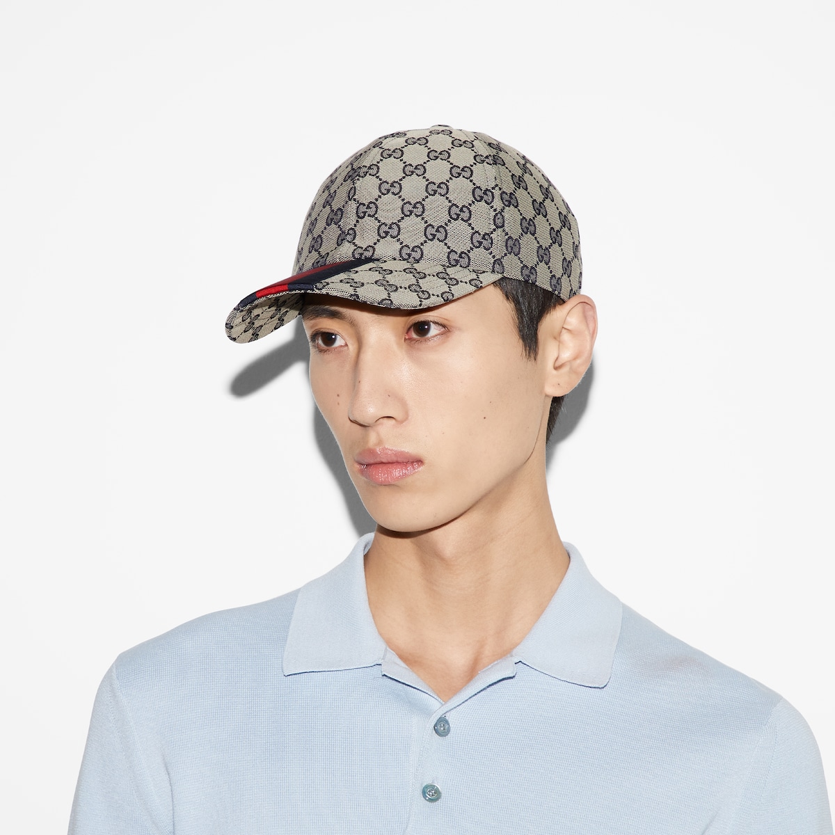 1201 グッチ GUCCI GG キャップ レザー ブルー ユニセックス M