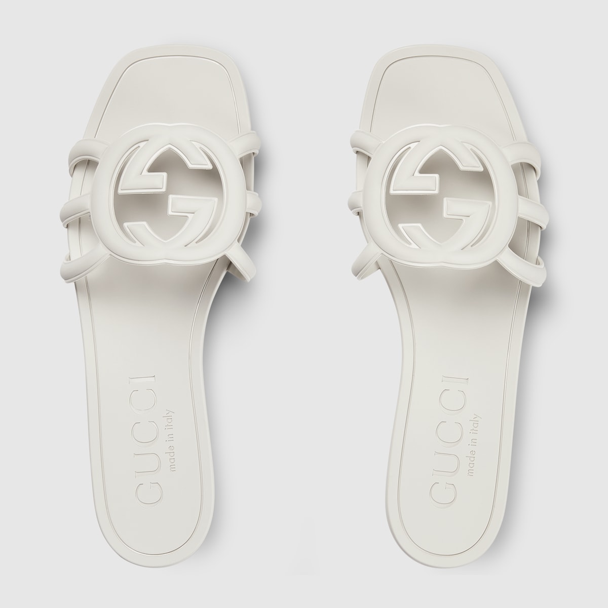 Sandales a motif GG pour femme en caoutchouc blanc GUCCI BE