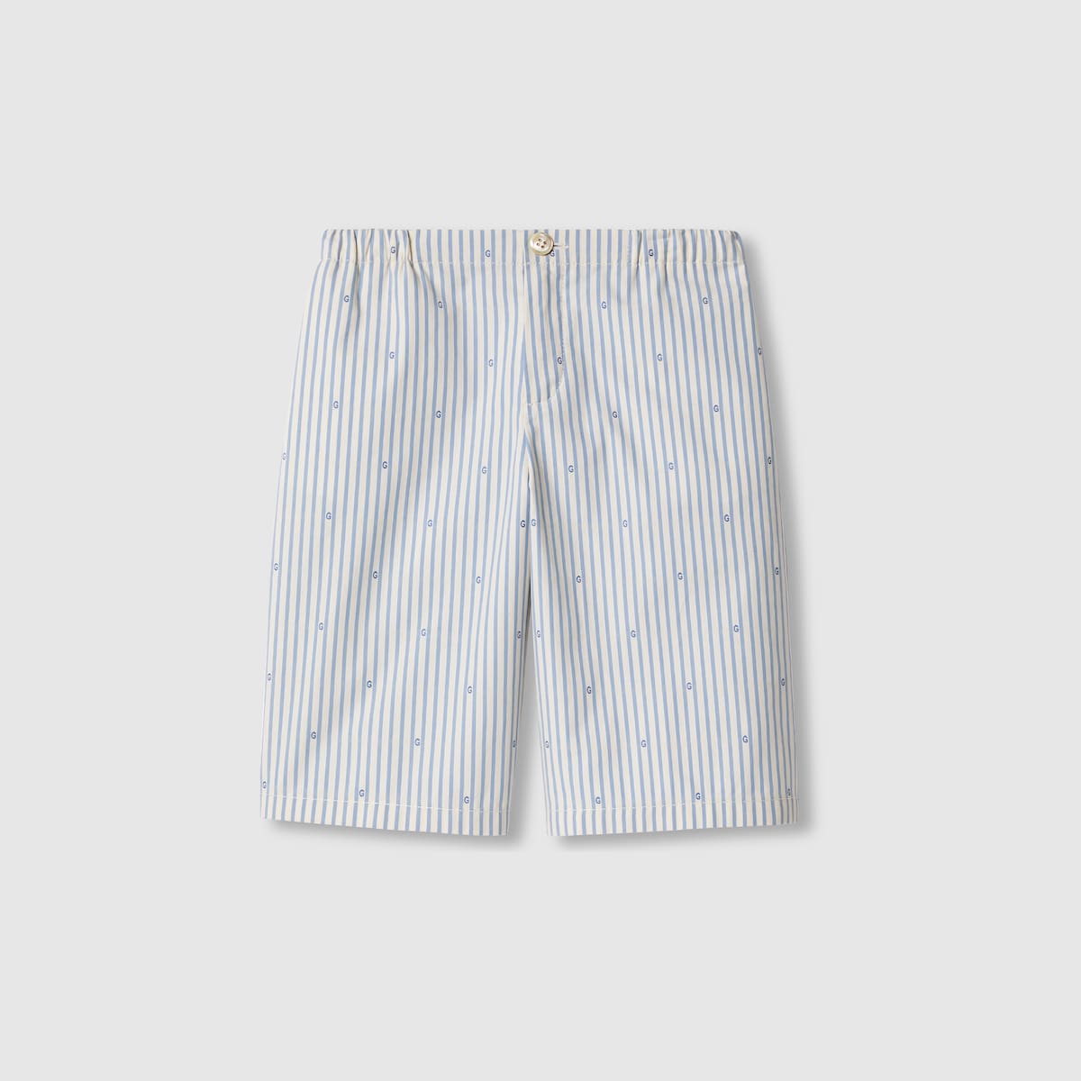 Children's G striped cotton short in light blue and white