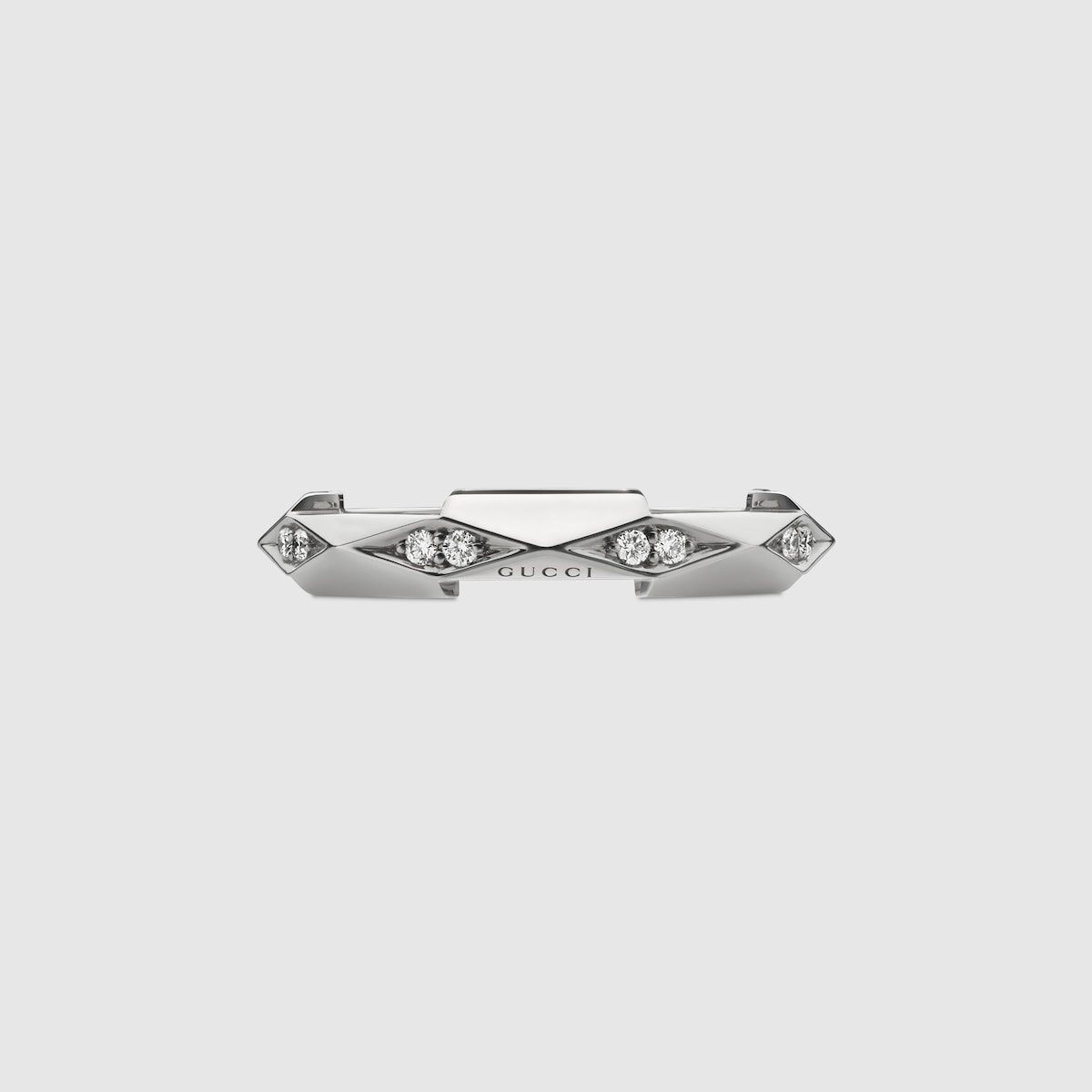GUCCI*Link To Love リング ロゴ入18Kホワイトゴールド指輪 Gucci Link to Love studded ring in 18k white gold | GUCCI® US