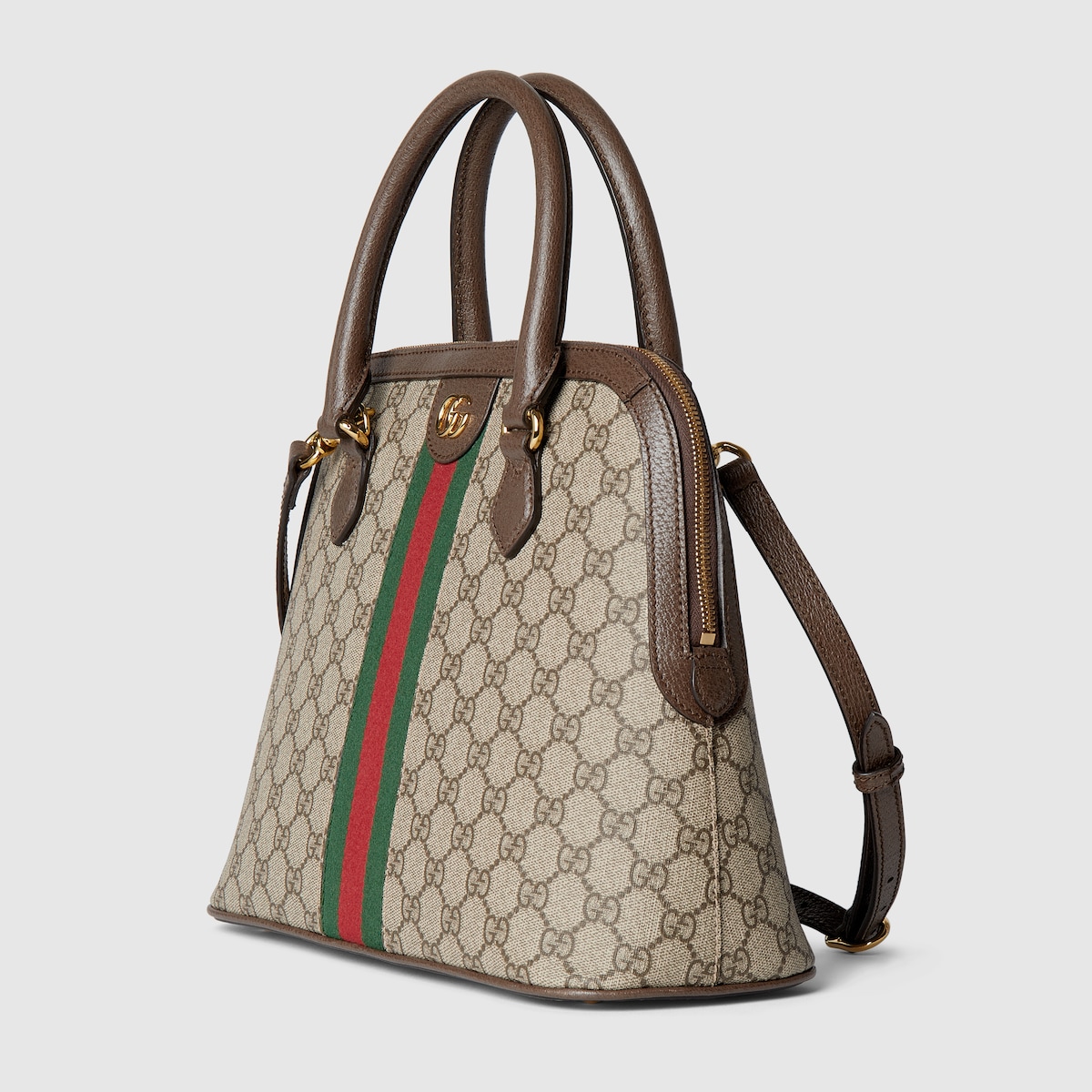 Ophidia medium top handle bag in beige and ebony Supreme | GUCCI® US