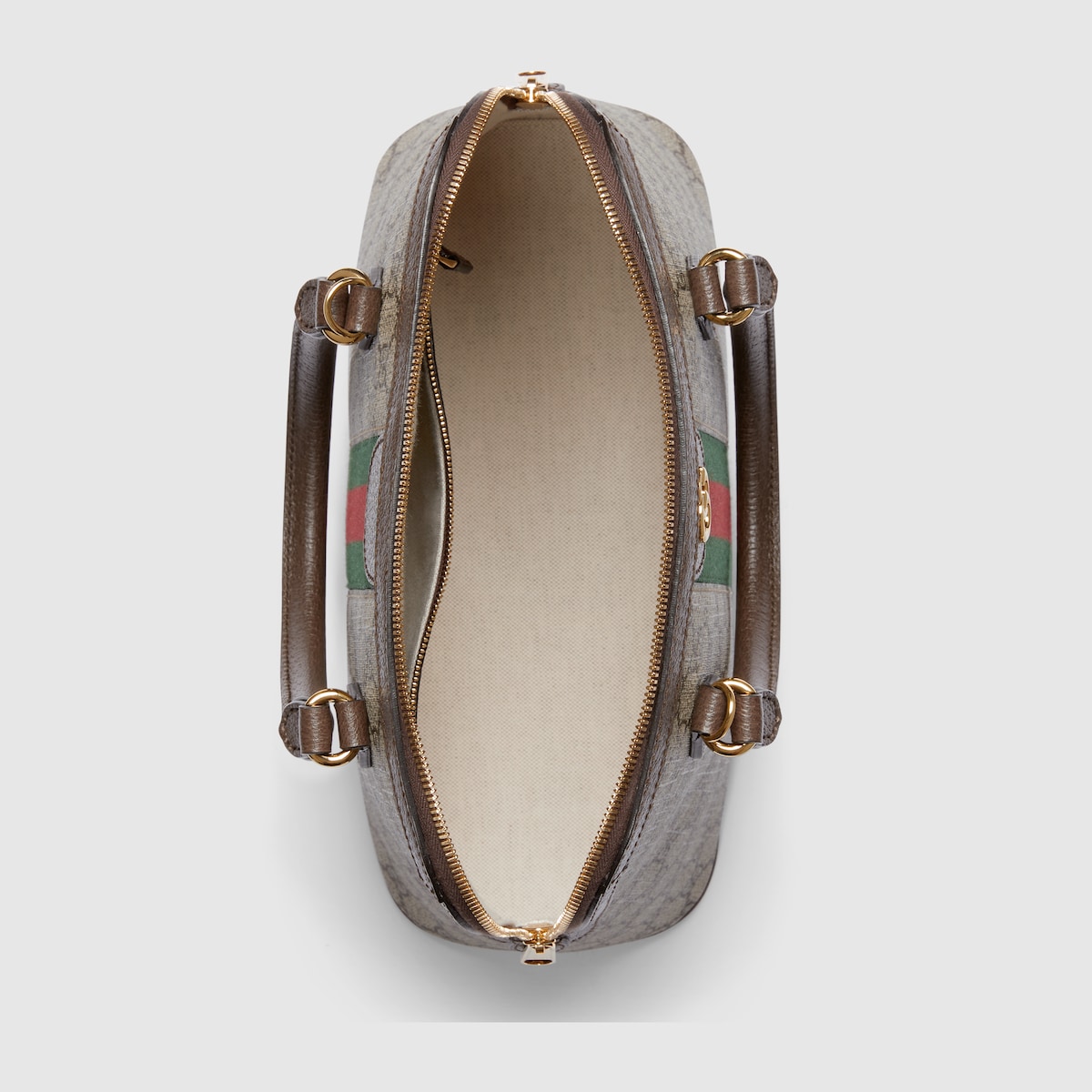 Ophidia medium top handle bag in beige and ebony Supreme | GUCCI® US