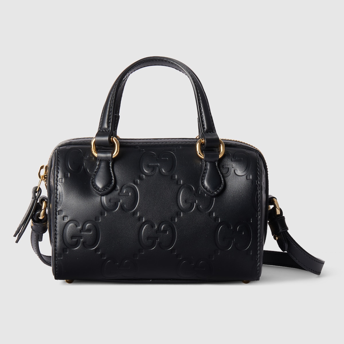 Super mini borsa a mano GG in pelle nera con motivo GG GUCCI Italia