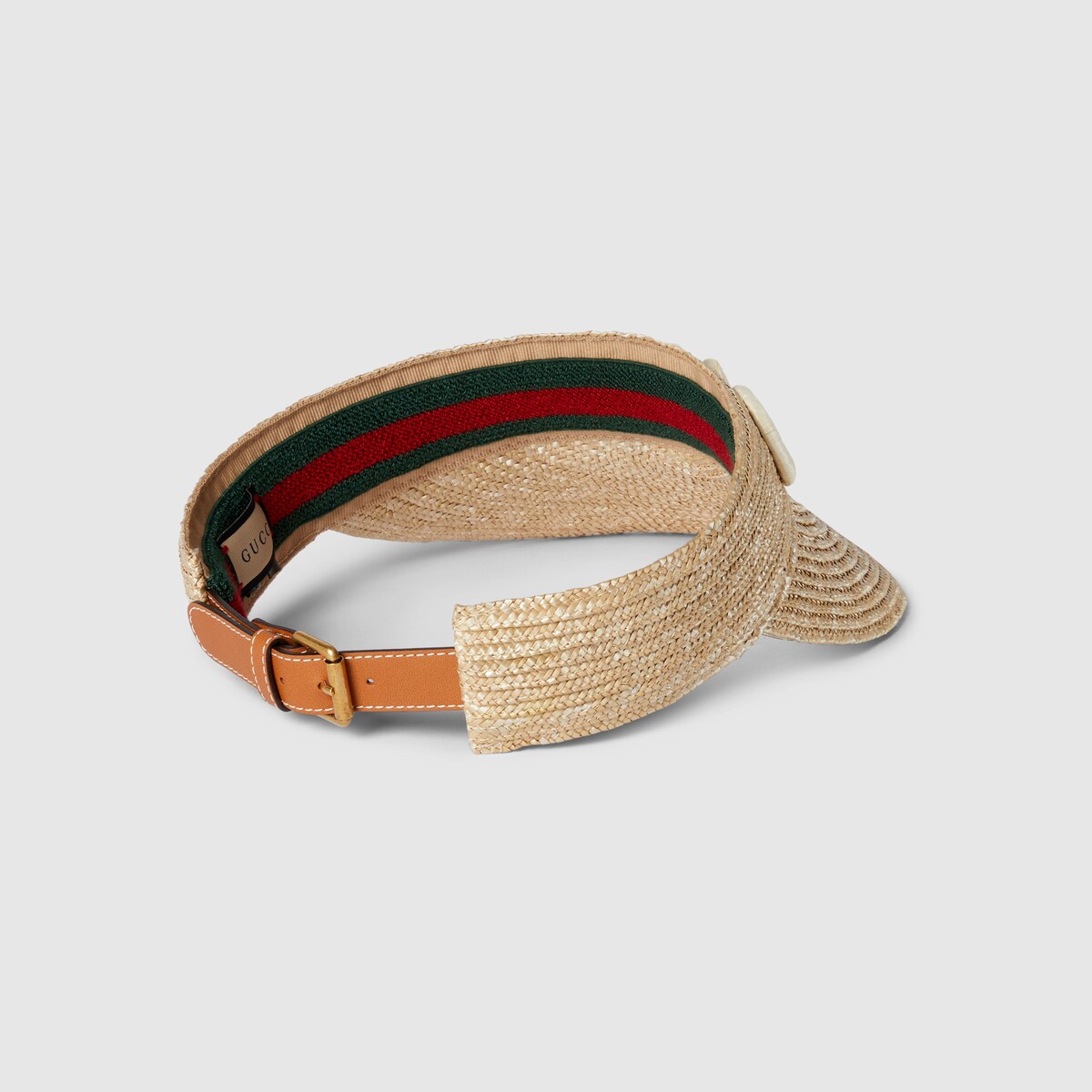Woven straw visor in natural GUCCI US
