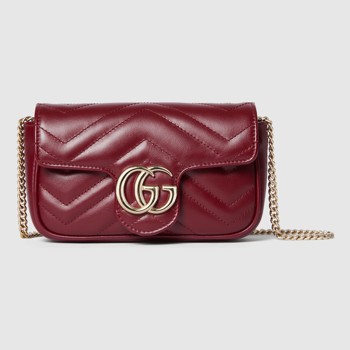 Super mini borsa GG Marmont in pelle Rosso Ancora GUCCI CH