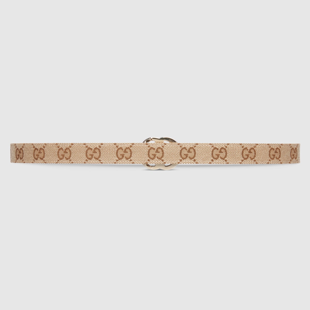GG Marmont thin belt in beige and ebony GG canvas | GUCCI® US