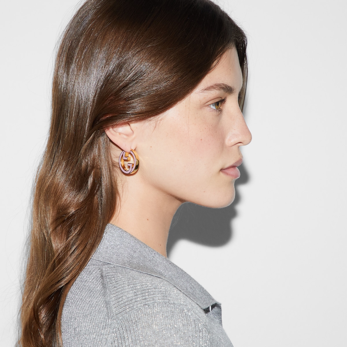 ピアス Gucci GG Blondie Earrings Gucci Blondie hoop earrings in light pink, gold-toned metal