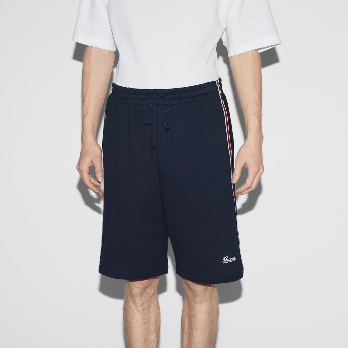Cotton jersey basketball shorts in navy blue GUCCI AE