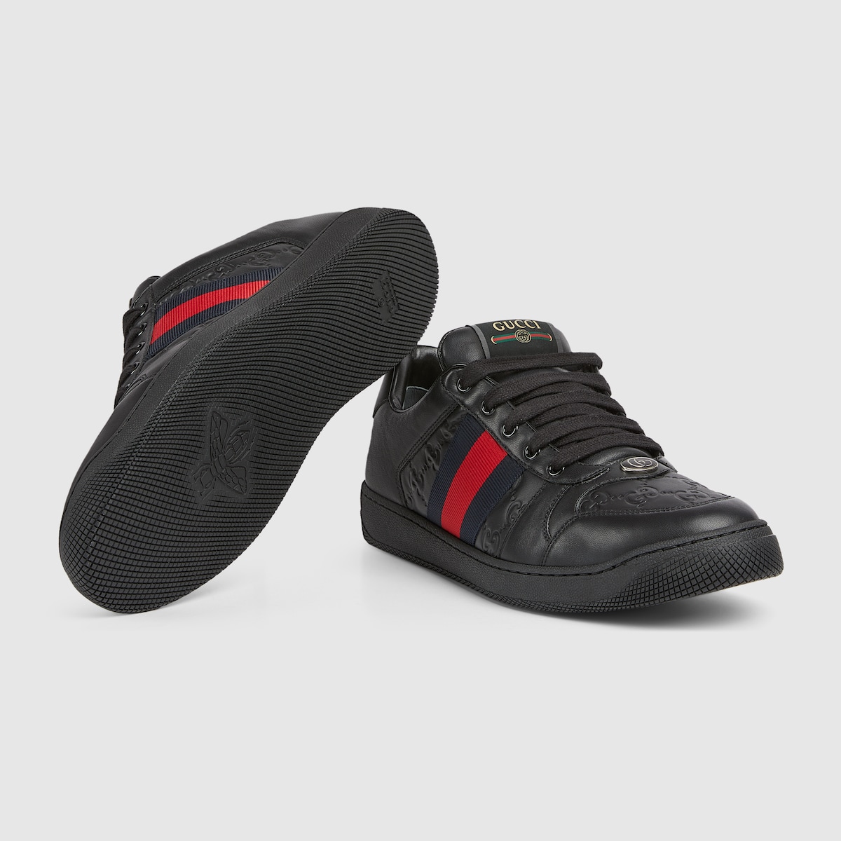Men's Screener sneaker in black leather | GUCCI® US